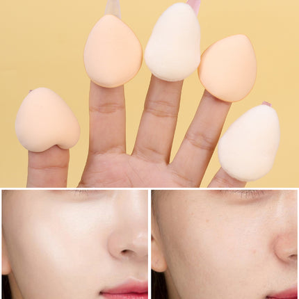 Soft Velvet Makeup Puff with Box Mini Finger Shape Foundation Highlighter Powder Puff Set Cute Blush Concealer Cosmetic Sponge