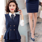 Blue Striped vest + skirt / S