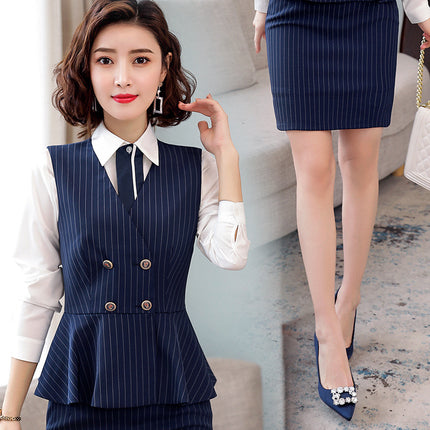 2023 Professional Suit Set for Women, Autumn and Winter Business Formal Wear, Ol Hotel Front Desk Manager, Sales Department Work Clothes, White-Collar Workers