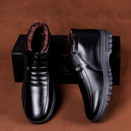 Winter Warm Leather Cotton Shoes for Men, Velvet and Thickeneded Casual Shoes for the Elderly, Men's Cotton Shoes, Men's Cotton Shoes, Elderly Cotton Shoes for Men