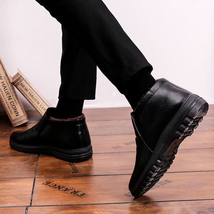 Winter Warm Leather Cotton Shoes for Men, Velvet and Thickeneded Casual Shoes for the Elderly, Men's Cotton Shoes, Men's Cotton Shoes, Elderly Cotton Shoes for Men