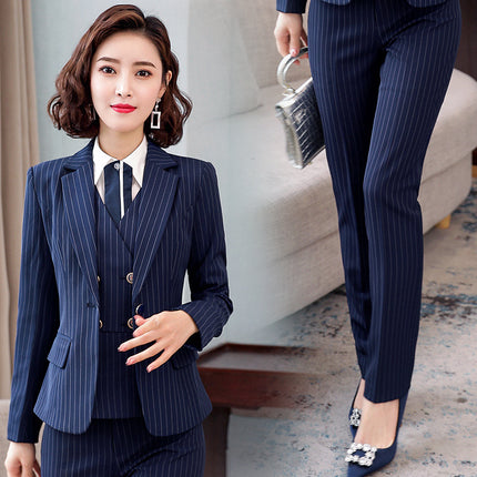 2023 Professional Suit Set for Women, Autumn and Winter Business Formal Wear, Ol Hotel Front Desk Manager, Sales Department Work Clothes, White-Collar Workers