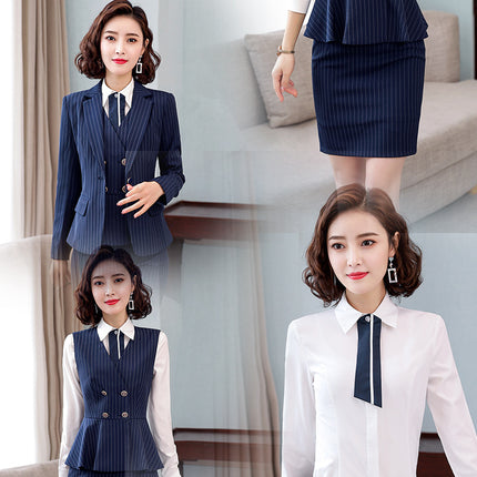 2023 Professional Suit Set for Women, Autumn and Winter Business Formal Wear, Ol Hotel Front Desk Manager, Sales Department Work Clothes, White-Collar Workers