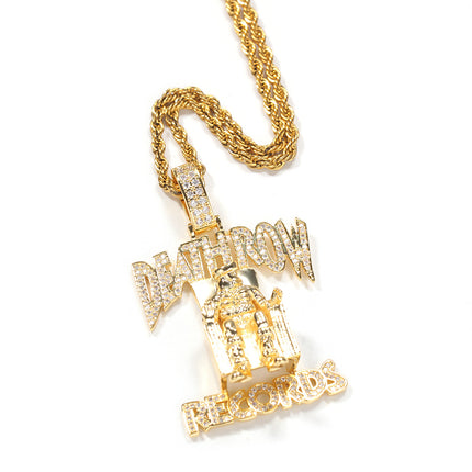 European and American DEATHROW brand pendant full of zircon hiphop hipster letter necklace hip hop rap jewelry