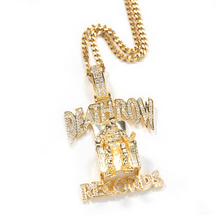 European and American DEATHROW brand pendant full of zircon hiphop hipster letter necklace hip hop rap jewelry