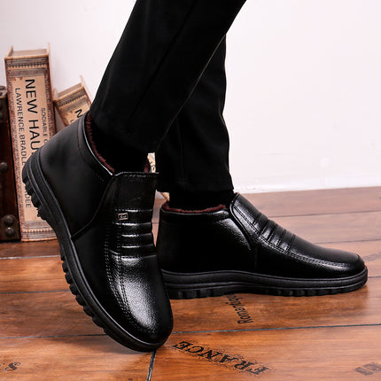 Winter Warm Leather Cotton Shoes for Men, Velvet and Thickeneded Casual Shoes for the Elderly, Men's Cotton Shoes, Men's Cotton Shoes, Elderly Cotton Shoes for Men