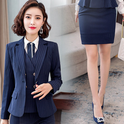 2023 Professional Suit Set for Women, Autumn and Winter Business Formal Wear, Ol Hotel Front Desk Manager, Sales Department Work Clothes, White-Collar Workers
