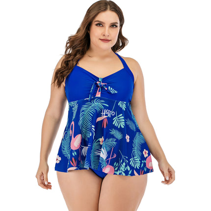 Europe and the United States cross-border Conservative Flamingo spot plus fat plus size fat girl female split skirt swimsuit can be mixed batch swimsuit