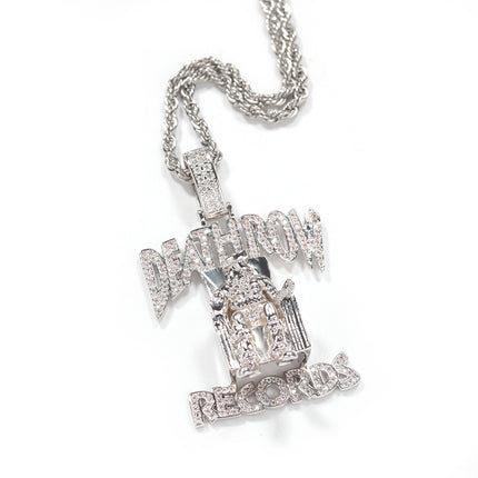 European and American DEATHROW brand pendant full of zircon hiphop hipster letter necklace hip hop rap jewelry