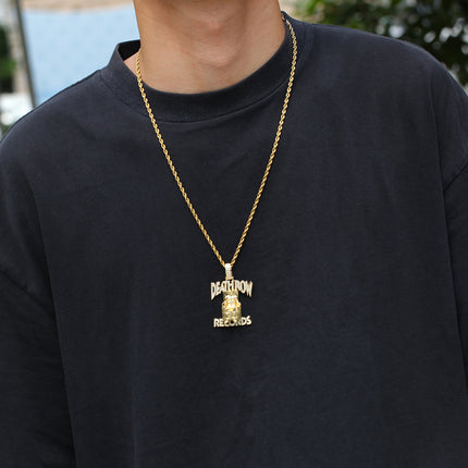 European and American DEATHROW brand pendant full of zircon hiphop hipster letter necklace hip hop rap jewelry
