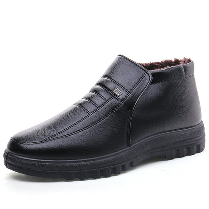 Winter Warm Leather Cotton Shoes for Men, Velvet and Thickeneded Casual Shoes for the Elderly, Men's Cotton Shoes, Men's Cotton Shoes, Elderly Cotton Shoes for Men