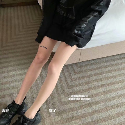 Autumn and winter light leg artifact female nude fleece-lined double-layer arbitrary cut fake transparent flesh color leggings socks warm T-gear