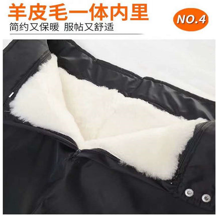 Winter Warm Camouflage Wool Leather Pants Fur Integrated Liner Middle-aged and Elderly Men's Real Fur Fleece-lined Thickened Cotton Pants