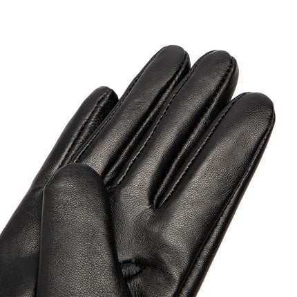 Autumn and Winter Women's Genuine Sheepskin Gloves, Windproof and Warm Leather Gloves, European and American Style Driving and Cycling Gloves with Fleece Lining and Extended Length