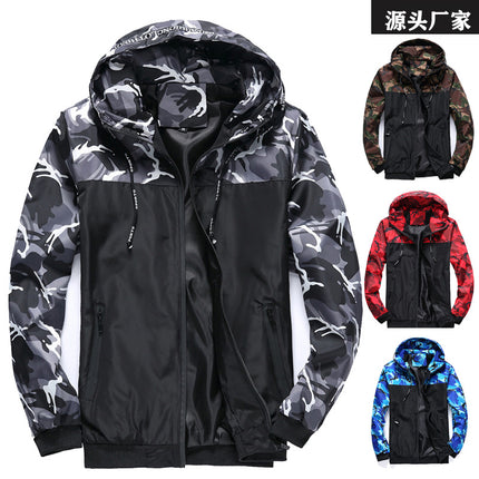 Camouflage men's jacket men's coat overcoat hooded color matching new youth wish Amazon shrimp manufacturers