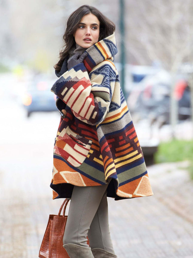 2025 Export Ebay Amazon New European and American Autumn and Winter Women's Long-Sleeved Hooded Jacket Printed Dragon and Phoenix Coat