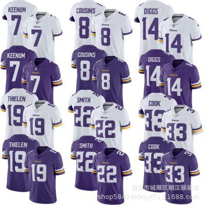 Foreign trade wholesale ball Vikings football jersey 19# Thielen 33# COOK 18 Jefferson