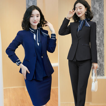 Business attire suit autumn and winter work fashion temperament Goddess fan suit hotel front desk consultant beauty salon overalls