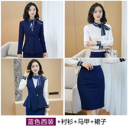 Business attire suit autumn and winter work fashion temperament Goddess fan suit hotel front desk consultant beauty salon overalls