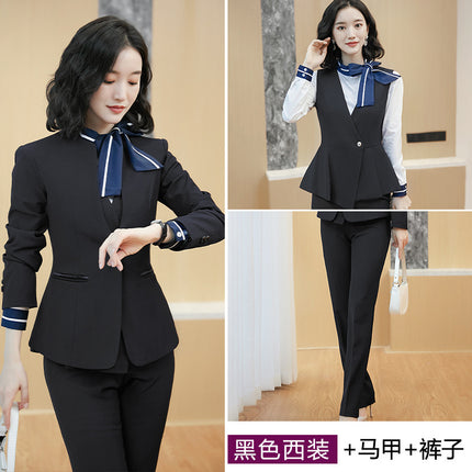 Business attire suit autumn and winter work fashion temperament Goddess fan suit hotel front desk consultant beauty salon overalls