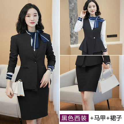 Business attire suit autumn and winter work fashion temperament Goddess fan suit hotel front desk consultant beauty salon overalls