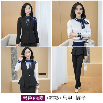 Business attire suit autumn and winter work fashion temperament Goddess fan suit hotel front desk consultant beauty salon overalls