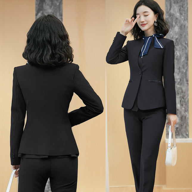 Business attire suit autumn and winter work fashion temperament Goddess fan suit hotel front desk consultant beauty salon overalls