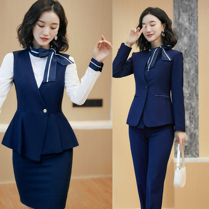 Business attire suit autumn and winter work fashion temperament Goddess fan suit hotel front desk consultant beauty salon overalls