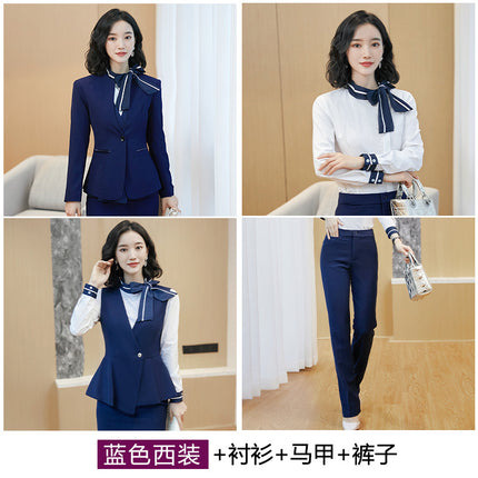 Business attire suit autumn and winter work fashion temperament Goddess fan suit hotel front desk consultant beauty salon overalls