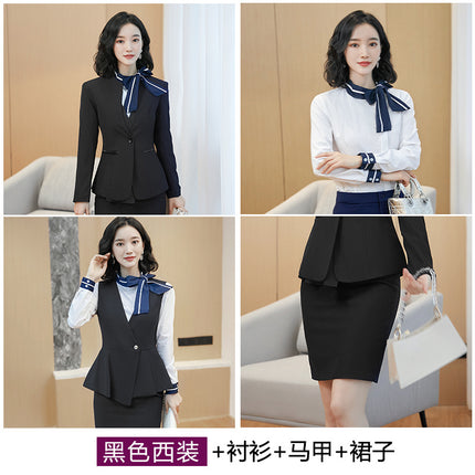 Business attire suit autumn and winter work fashion temperament Goddess fan suit hotel front desk consultant beauty salon overalls