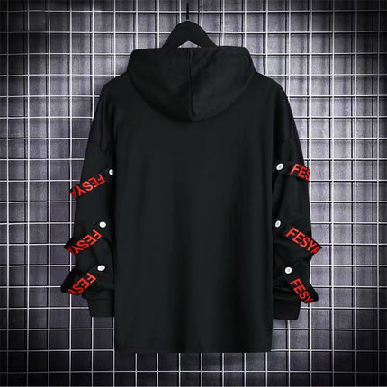 Functional Style Sweater Men's Hooded Jacket National Fashion Autumn ins Hong Kong Style Loose All-match Personalized Street Hip-hop Trend
