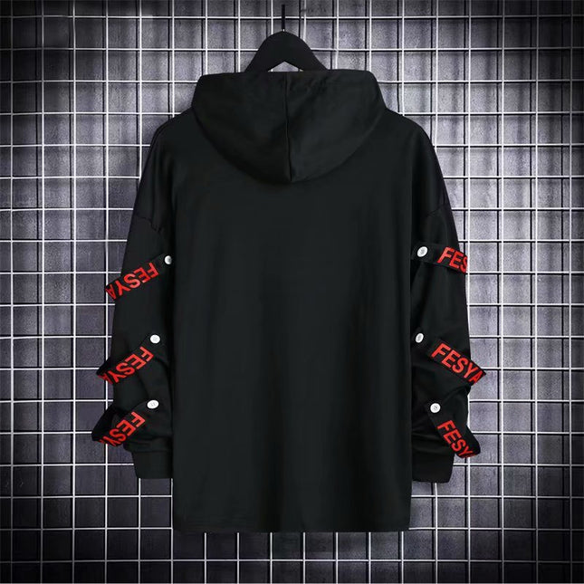 Functional Style Sweater Men's Hooded Jacket National Fashion Autumn ins Hong Kong Style Loose All-match Personalized Street Hip-hop Trend