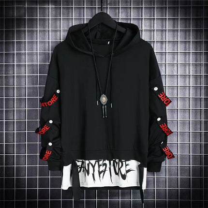 Functional Style Sweater Men's Hooded Jacket National Fashion Autumn ins Hong Kong Style Loose All-match Personalized Street Hip-hop Trend