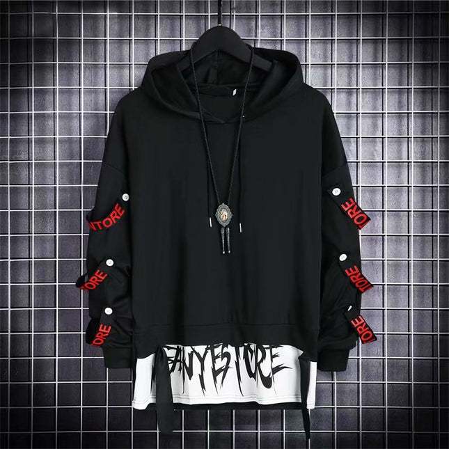 Functional Style Sweater Men's Hooded Jacket National Fashion Autumn ins Hong Kong Style Loose All-match Personalized Street Hip-hop Trend
