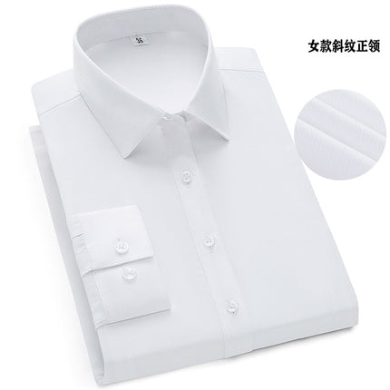 Shirt men's business solid color men's and women's long sleeve professional dress a generation of embroidered LOGO men's white shirt