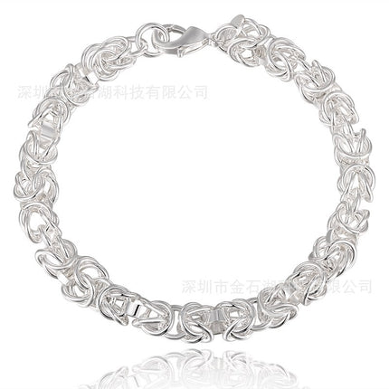 Jinshihu Cross-Border Hot-Selling European and American Fashion Personality Jewelry Copper Silver-Plated Exquisite Dragon Head Shrimp Clasp Bracelet for Men