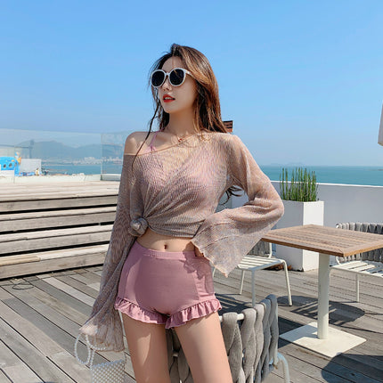 Separates Swimsuit Women's New Super Fairy Small Breasts Ins Three-Piece Set Hot Spring Conservative Belly-Covering Slimming Look Long-Sleeved Cover-Up Swimsuit