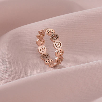 European and American Hot Titanium Steel Full Diamond Zircon Ring 18k Rose Gold Index Finger Couple Ring Ins Simple Trendy Jewelry for Women