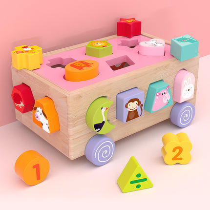 Children's Educational Toys Farm Carrot Pulling Toy Shape Matching Building Blocks Intelligence Car Baby 1-3 Years Old 2 Gifts