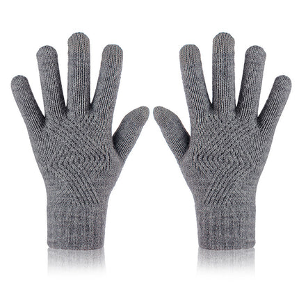 Wool Knitted Touch Screen Gloves Men's and Women's Winter All-match Korean-style Cold-proof Warm-keeping Knitted Gloves for Couple