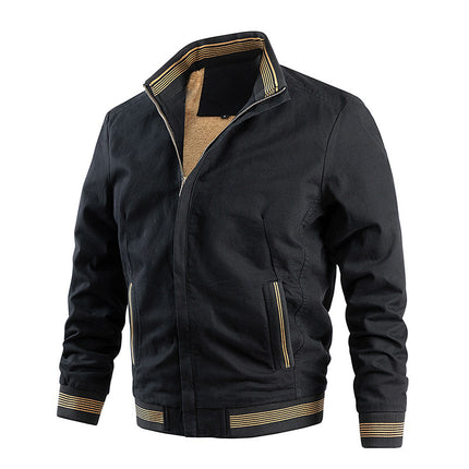 Cross-Border Men's Jacket Autumn and Winter Fleece-Lined Thickened Stand Collar Casual Men's Outerwear Youth Korean Style Cotton Jacket Slim Fit