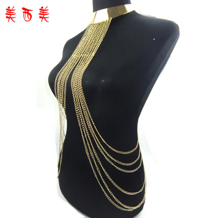 Aliexpress Supply European and American Jewelry Exaggerated Stylish Body Chain European and American Tassel Necklace Necklace Cross-Border Chest Chain
