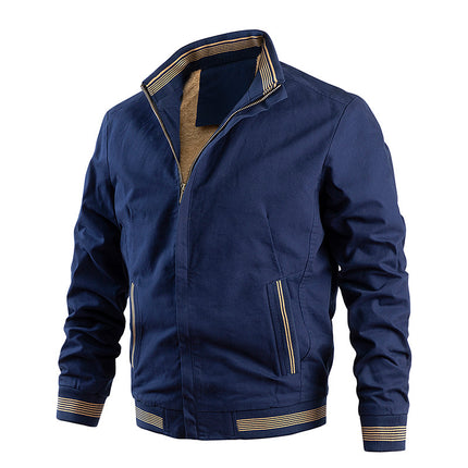 Cross-Border Men's Jacket Autumn and Winter Fleece-Lined Thickened Stand Collar Casual Men's Outerwear Youth Korean Style Cotton Jacket Slim Fit