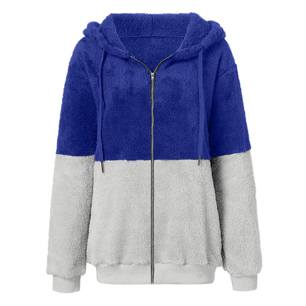 (in Stock) Amazon's Hot-Selling 2025 European and American Long-Sleeved Zip-Up Hooded Women's Sweatshirt Fleece Jacket