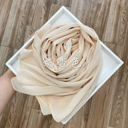 54-Color Solid Color Pearl Chiffon Long Scarf with Rolled Edges, Single-Color Chiffon Pearl Yarn Scarf, Headscarf