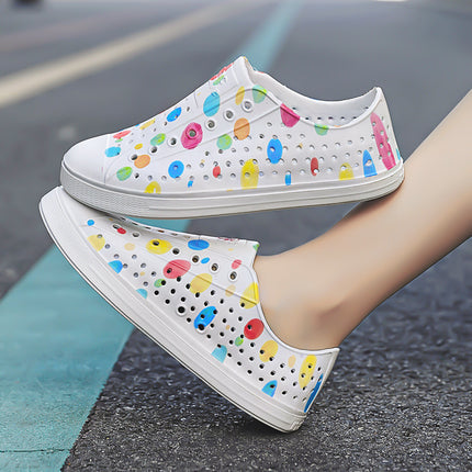 2025 Cross-Border Luchi Crocs Couple Graffiti Men's and Women's Casual Baotou Wading Outdoor Beach Breathable Sandals