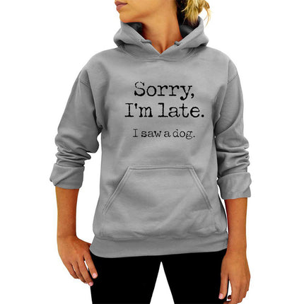 Sorry I 'mlate I saw a dog letter printed hooded vests autumn and winter Europe and the United States Amazon ebay