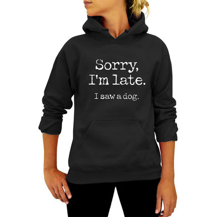 Sorry I 'mlate I saw a dog letter printed hooded vests autumn and winter Europe and the United States Amazon ebay