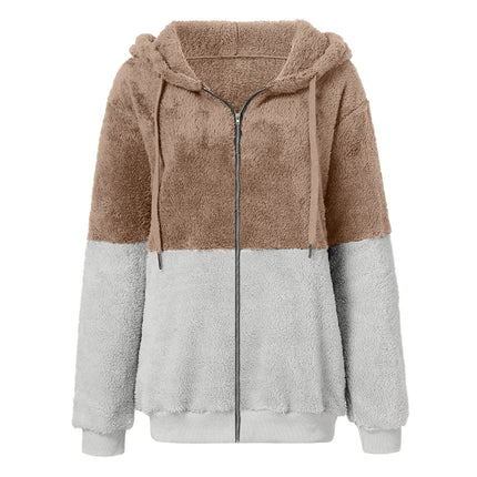 (in Stock) Amazon's Hot-Selling 2025 European and American Long-Sleeved Zip-Up Hooded Women's Sweatshirt Fleece Jacket
