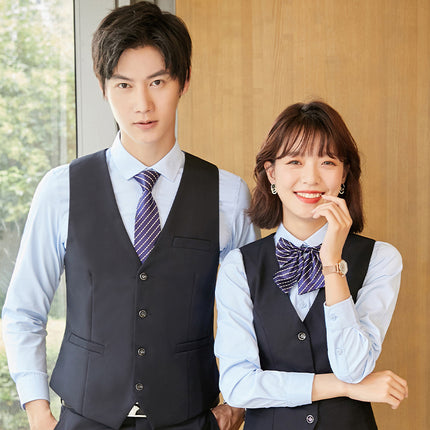 Professional Suit Vest suit KTV Waiter Hotel Unisex Work Clothes Bank Horse Clip Fold Uniform